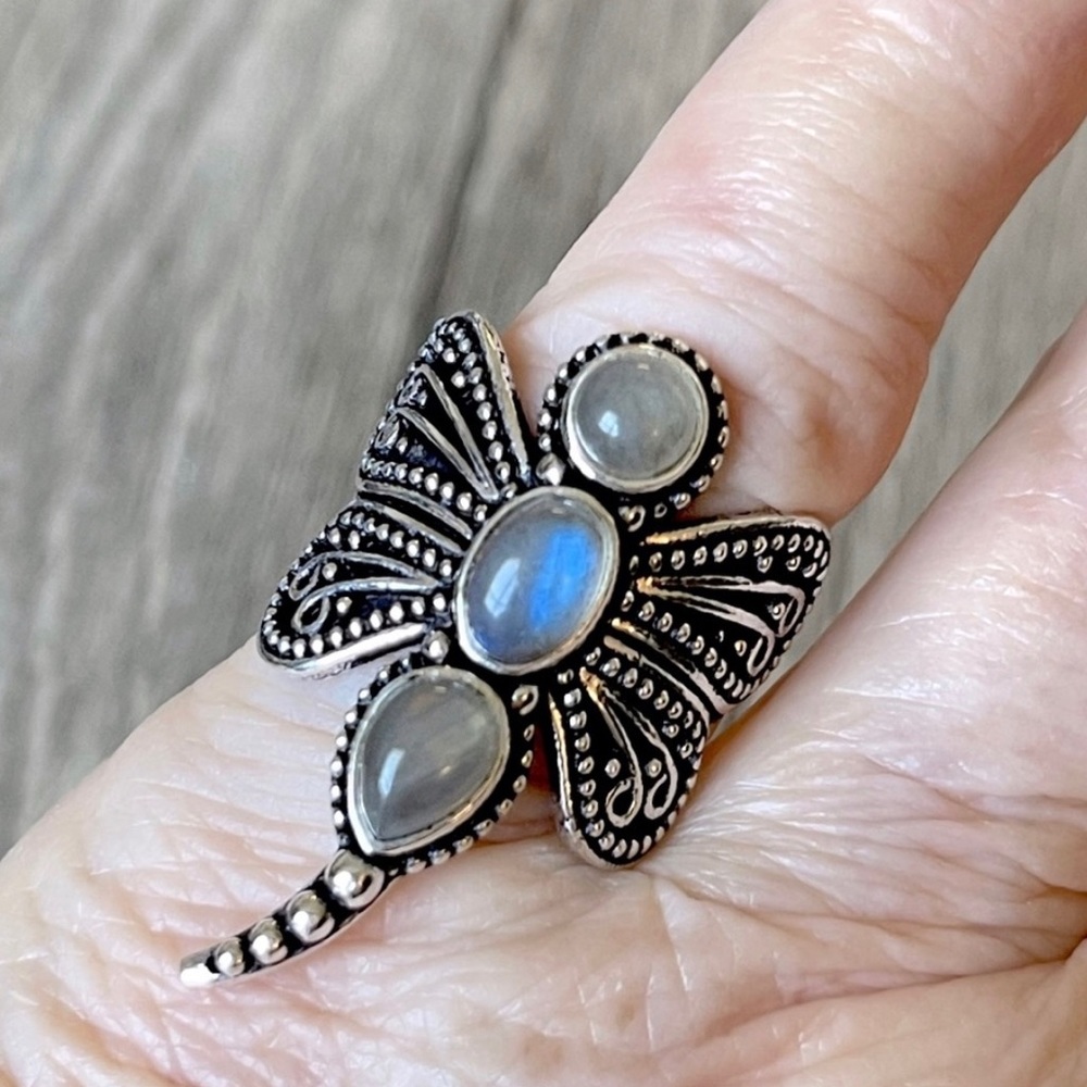 Moonstone Dragonfly Ring - Picture 5 of 6